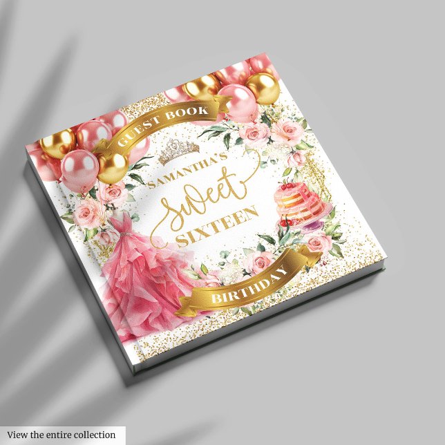 D'or Livre d'hôtes Sweet 16 Blush Gold Watercolor (Guest Book Sweet 16 Blush Gold Watercolor)