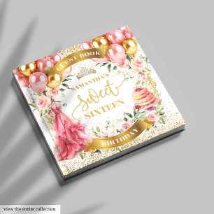 D'or Livre d'hôtes Sweet 16 Robe Rose Bleue Or