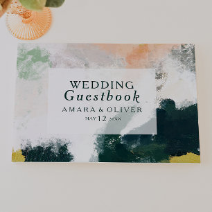 D'or Livre d'invité Abstrait coloré Mariage