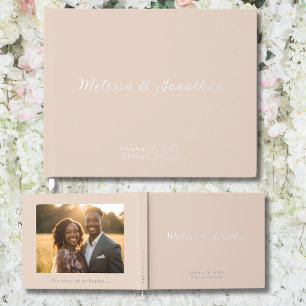 D'or Livre d'invité Beige Blush Pink Photo Foil Guestbo