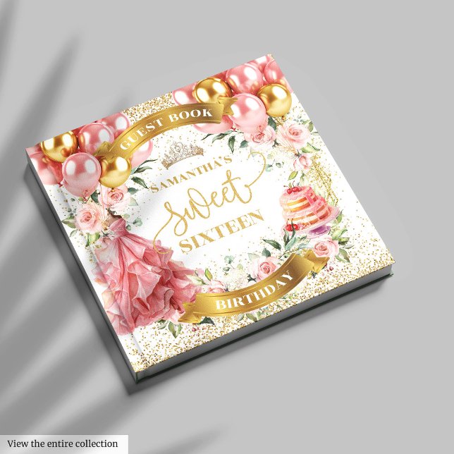 D'or Livre d'invité Blush Gold Pink Sweet sixteen (Chic Blush Gold Guest Book Sweet Sixteen)