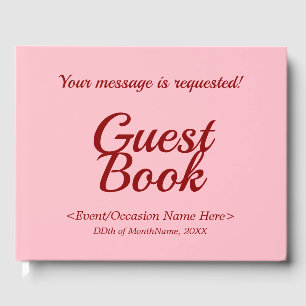 D'or Livre d'invité de l'événement rose et rouge foncé