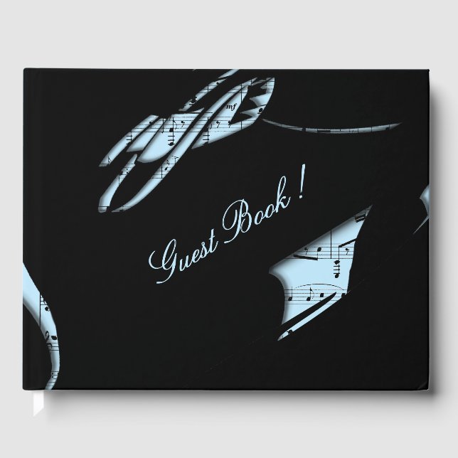 D'or Livre d'invité de musique Abstraite Bleu (Recto)