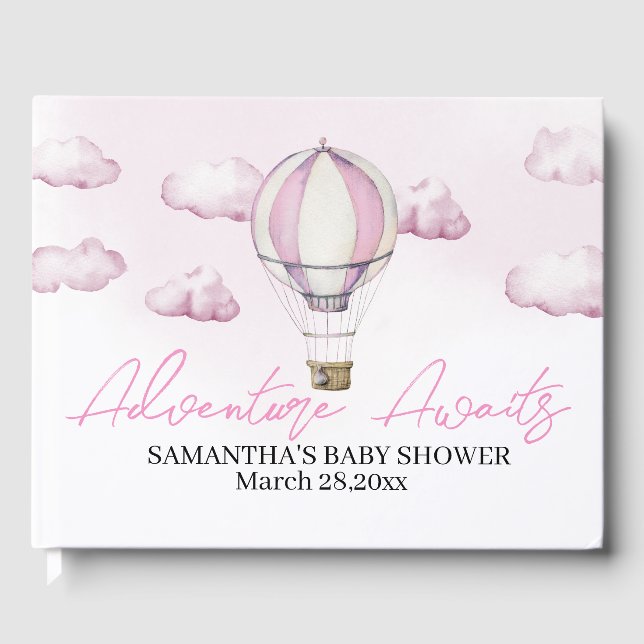 D'or Livre d'invité du Baby shower de ballon à air chau (Recto)