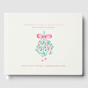 D'or Livre d'invité du Baby shower de fille Mistletoe r