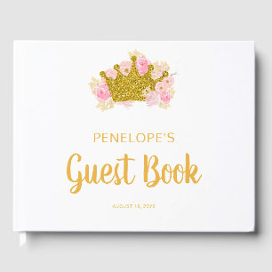 D'or Livre d'invité du Baby shower Princess, Fairytale