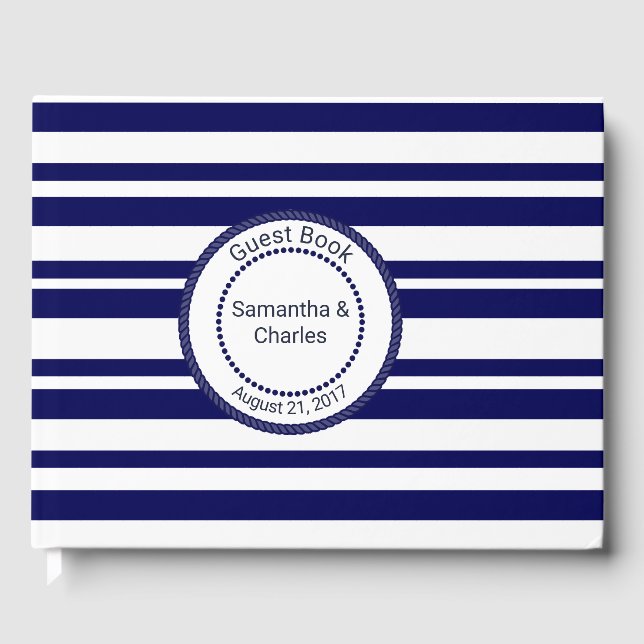 D'or Livre d'invité du Mariage bleu marine (Recto)