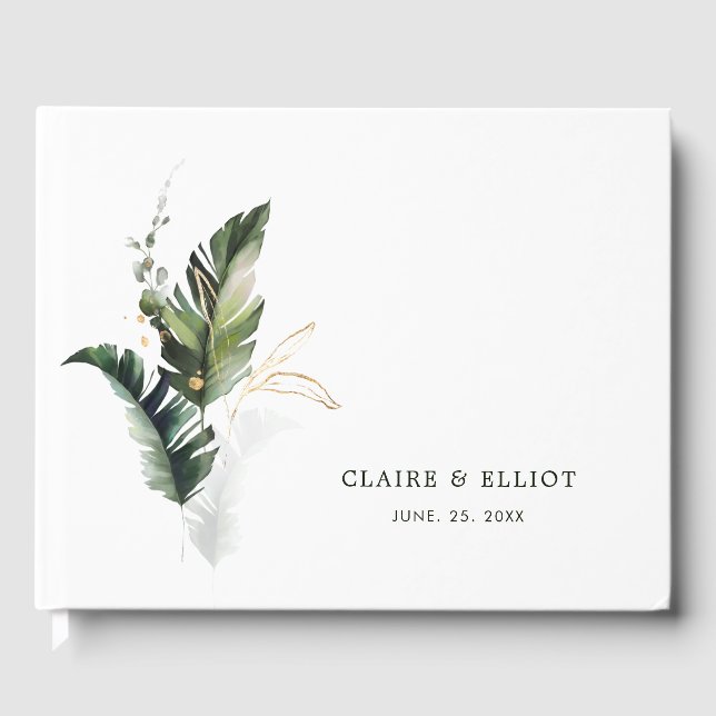 D'or Livre d'invité du Mariage de Foliage Tropical (Recto)