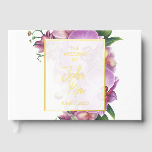D'or Livre d'invité du Mariage de l'orchidée Foil