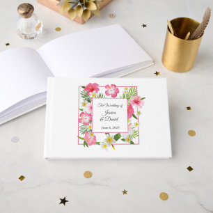 D'or Livre d'invité du Mariage floral tropical
