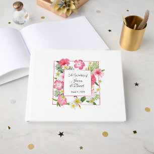 D'or Livre d'invité du Mariage floral tropical