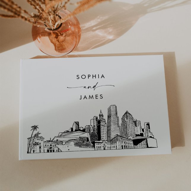D'or Livre d'invité du Mariage Miami Skyline (Créateur téléchargé)