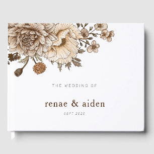 D'or Livre d'invité du mariage Woodland, Boho Rustic