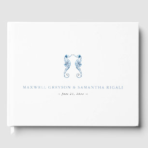 D'or Livre d'invité Dusty Blue Ocean Mariage