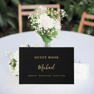 D'or Livre d'invité Graduation Party noir or