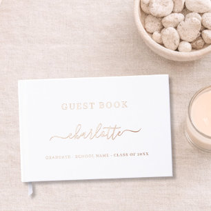 D'or Livre d'invité Graduation Party rose or blanc