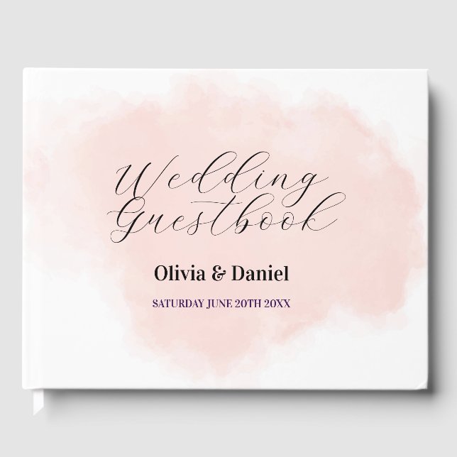 D'or Livre d'invité mariage Aquarelle Peach Wash Soft (Recto)