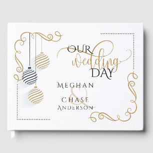 D'or Livre d'invité mariage Baubles noirs et or moder