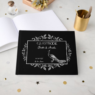 D'or Livre d'invité Mariage de Black Peacock