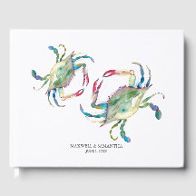 Livre d'invité Mariage de crabe d'aquarelle