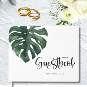 D'or Livre d'invité Mariage de la feuille verte Monster
