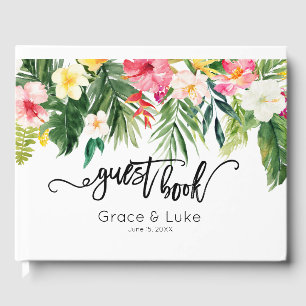 D'or Livre d'invité Mariage des fleurs d'aquarelle trop