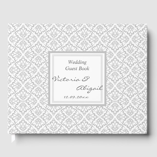 D'or Livre d'invité mariage - Design blanc et gris 3 (Recto)
