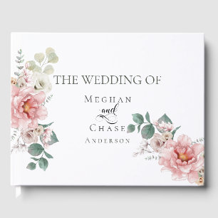 D'or Livre d'invité mariage Élégante Fleurs roses Béb