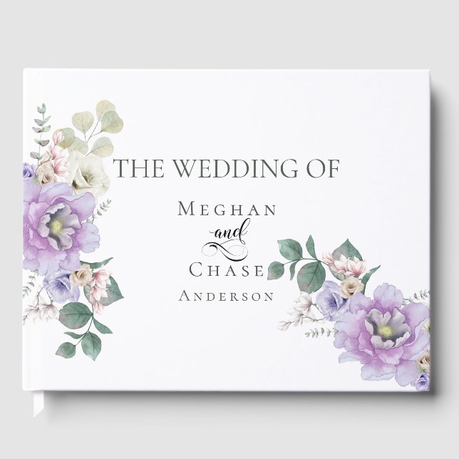 D'or Livre d'invité mariage | Élégantes pivoines aquare (Recto)