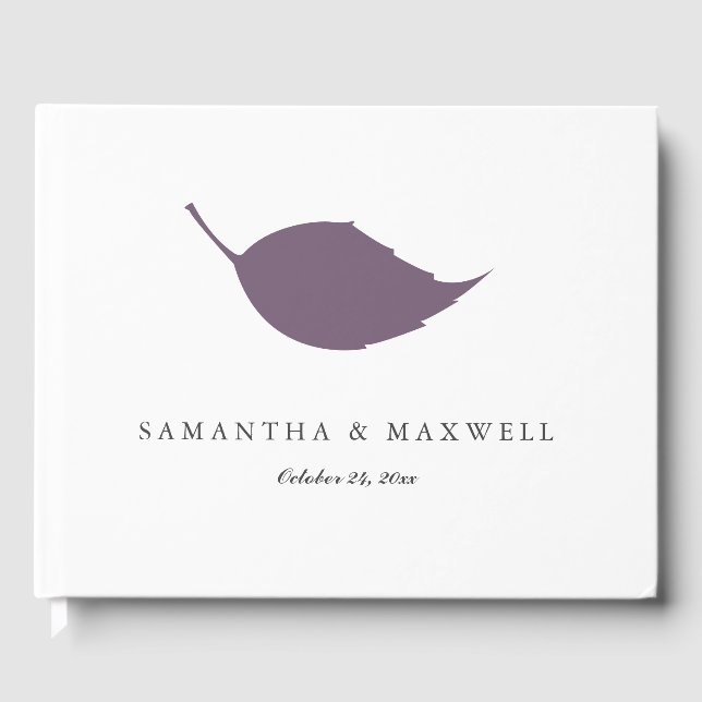 D'or Livre d'invité mariage Feuille pourpre (Recto)