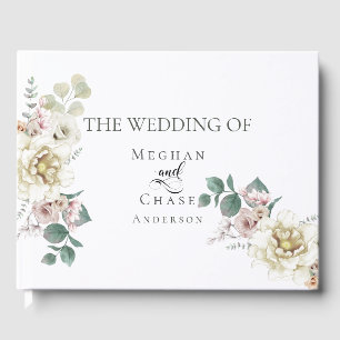 D'or Livre d'invité mariage Fleurs d'ivoire éclatante