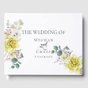 D'or Livre d'invité mariage Fleurs Jaunes Soleil Élég