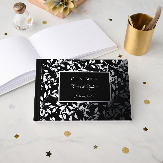 D'or Livre d'invité Mariage Giled Foil (Recto ouvert)