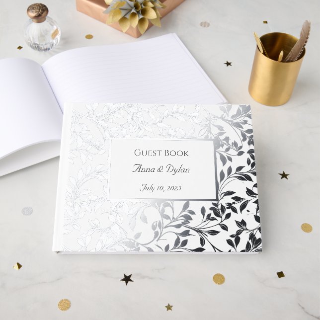 D'or Livre d'invité Mariage Giled Foil (Recto ouvert)