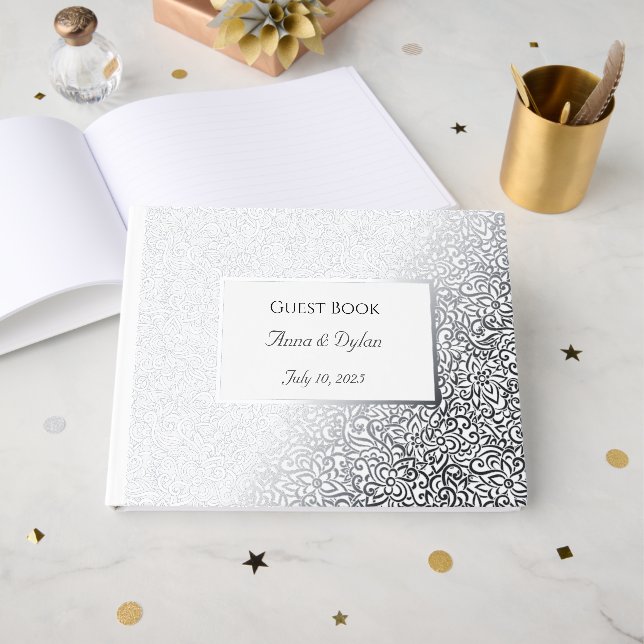 D'or Livre d'invité Mariage Giled Foil (Recto ouvert)