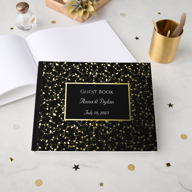 D'or Livre d'invité Mariage Giled Foil (Recto ouvert)