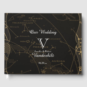 D'or Livre d'invité Mariage Gold et Black Constellation