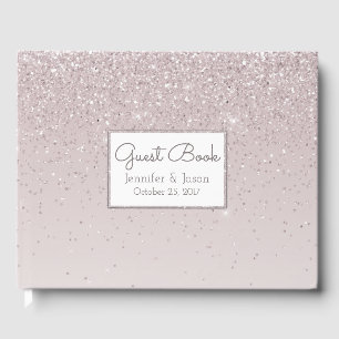 D'or Livre d'invité Mariage Pink Blush Glittery
