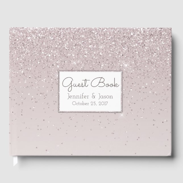 D'or Livre d'invité Mariage Pink Blush Glittery (Recto)