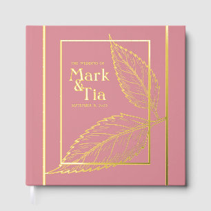 D'or Livre d'invité Mariage Pink Gold Foil