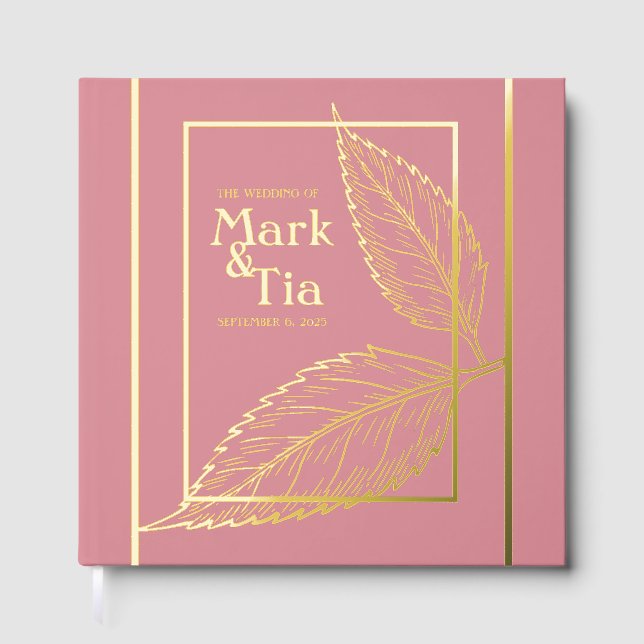 D'or Livre d'invité Mariage Pink Gold Foil (Recto)