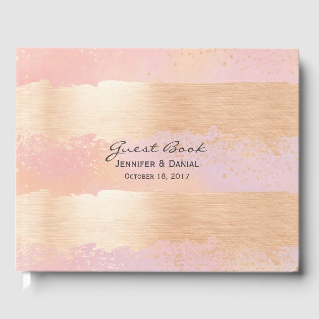 D'or Livre d'invité Mariage pour les pinceaux rose et o (Recto)