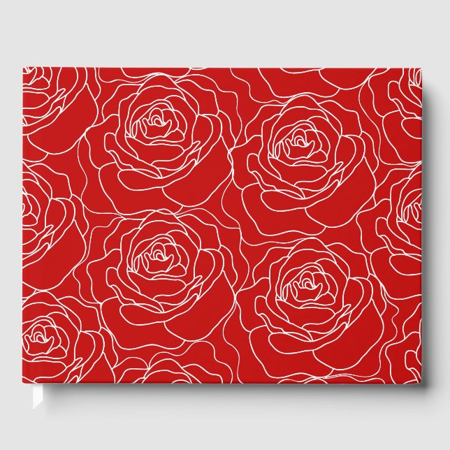 D'or Livre d'invité mariage - Rose rouge (Recto)