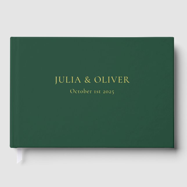 D'or Livre d'invité Mariage simple, Mariage lin invité  (Recto)