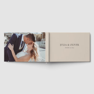 D'or Livre d'invité Mariage simple, Mariage Linen invit