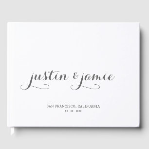 D'or Livre d'invité minimaliste Mariage