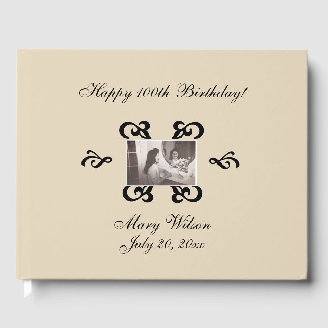 D'or Livre d'invité photo personnalisé (Recto)