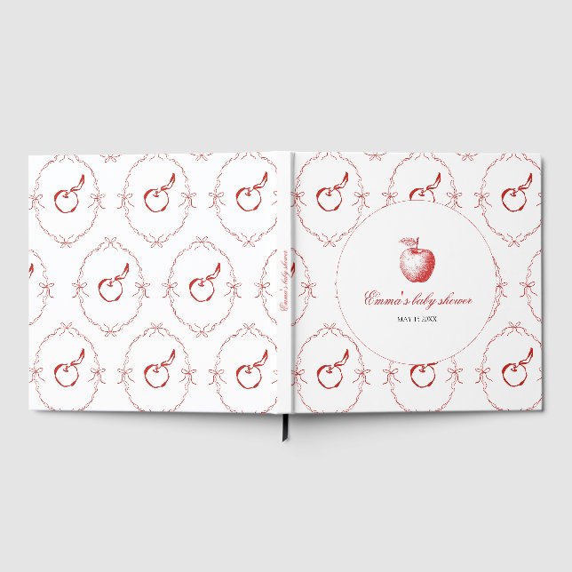 D'or Livre d'invité Red Apple Baby shower (Complet)