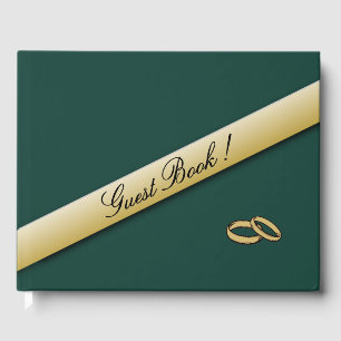 D'or Livre d'invité simple Hunter Green et Gold Mariage