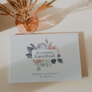 D'or Livre d'invité simple Rustique Floral Mariage